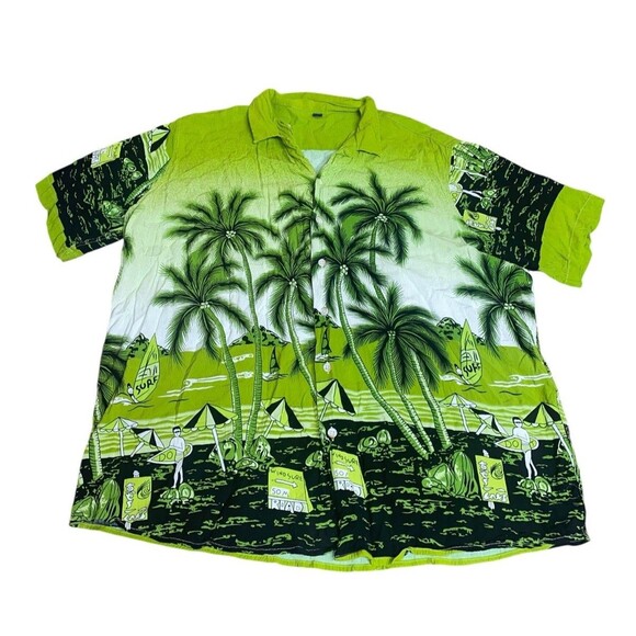 Design In Italy Hawaiian Shirt Men's Size XL Tropical Green Black White - Picture 1 of 3